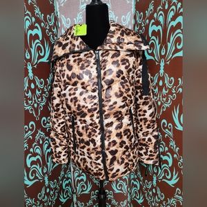 Sam Edelman Leopard Print Hooded Packable Puffer Jacket